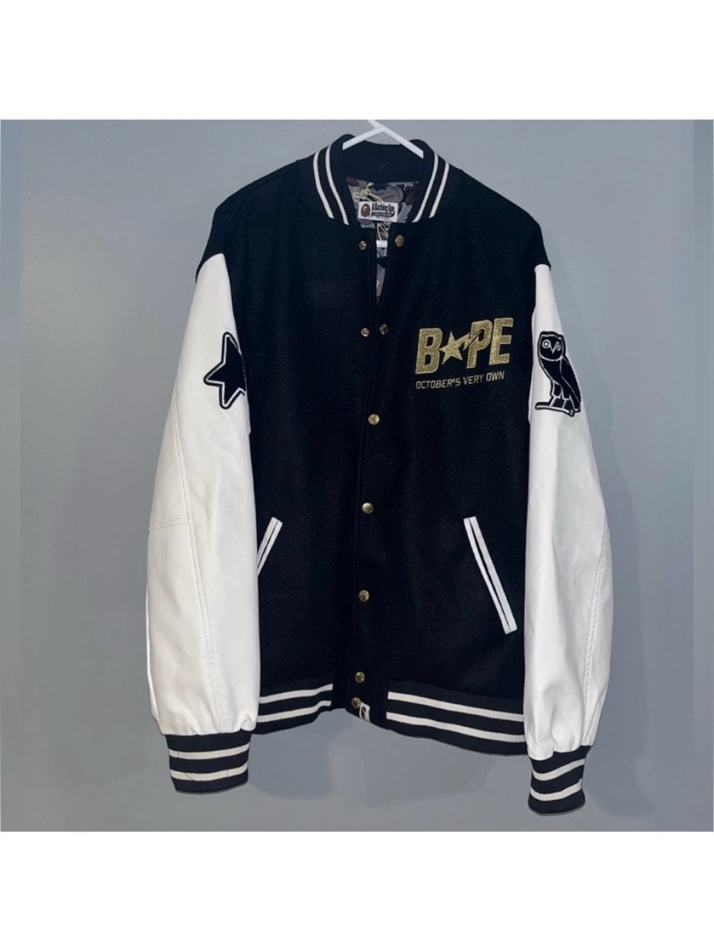 BAPE x OVO Bomber Varsity Jacket a bathing ape x October’s Very Own RARE Coat